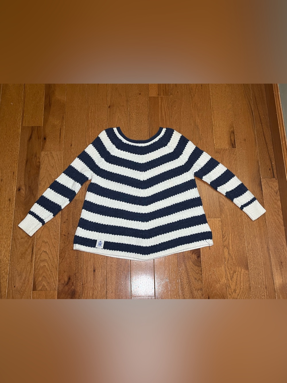 Polo by Ralph Lauren Navy and White Chevron Striped Crewneck Sweater